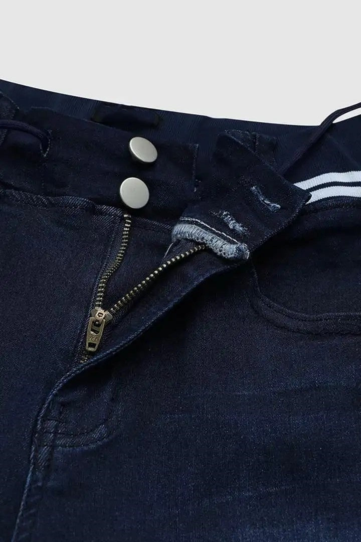 Athleisure Style Skinny Jeans For Women, A Sporty Drawstring Waist, Butt-Lifting Dark Wash Jeggings