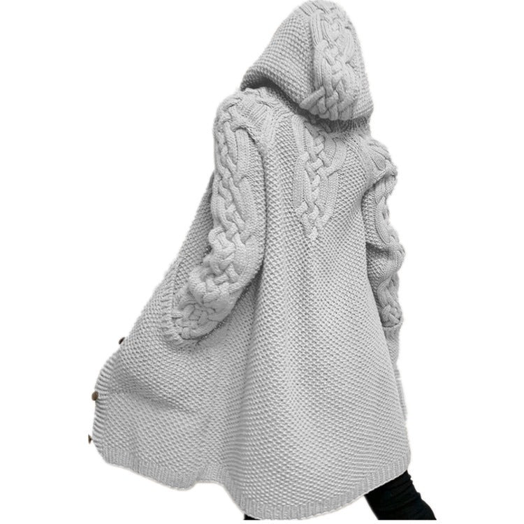 Women's Slim Hooded Single-Breasted Sweater Coat - New Winter Style