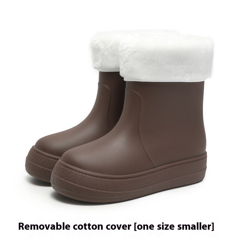 Women's Flat Mid-Calf Non-Slip Rubber Rain Boots