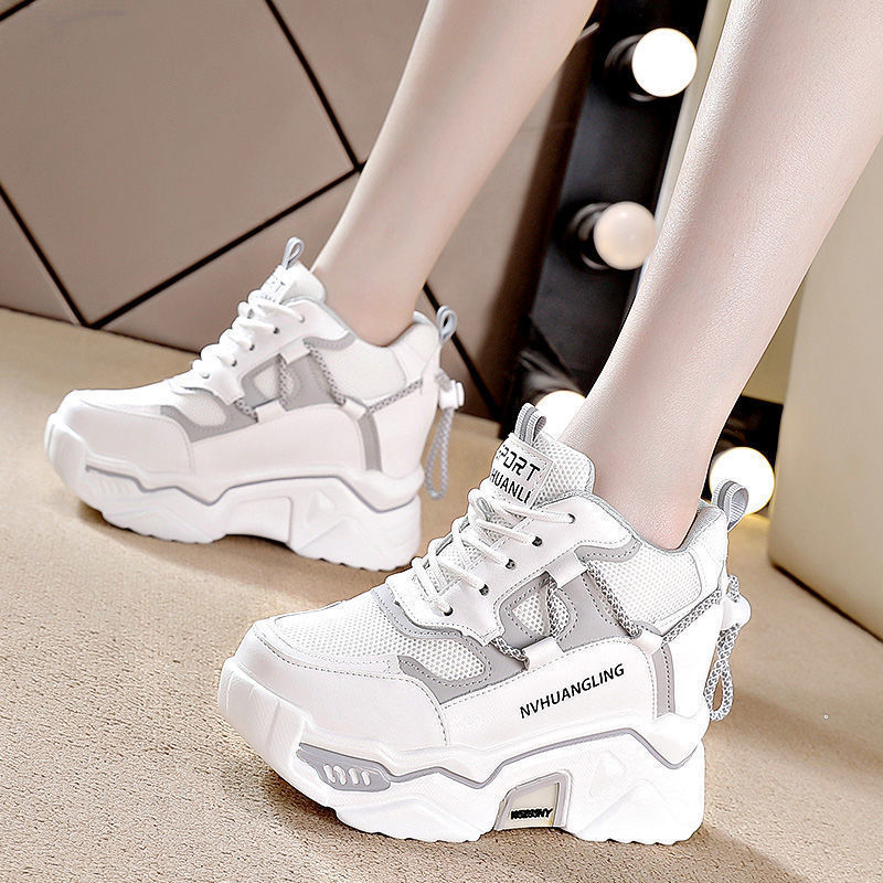 Slimming Thick-Soled Platform White Leisure Sports Shoes