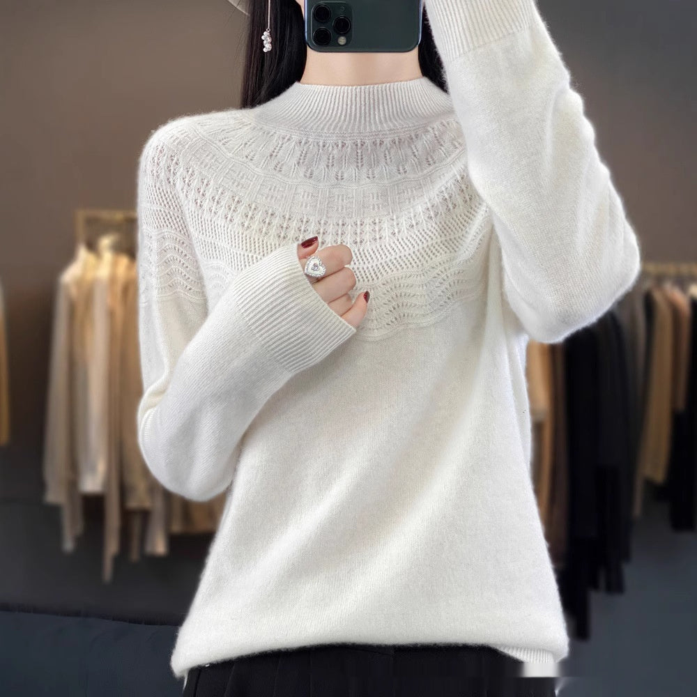 Slimming Half-Turtleneck Wool Knitted Bottoming Shirt