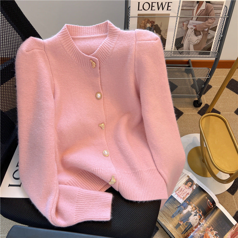 Autumn New Puff Sleeve Soft Glutinous Sweater for Women