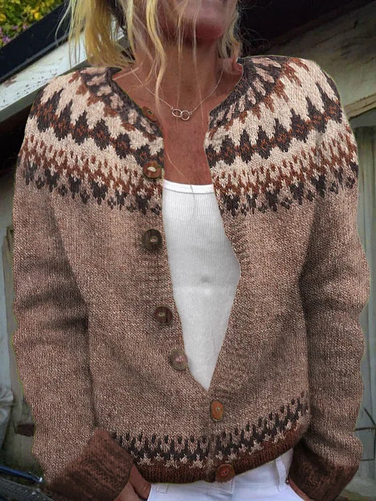 Winter Cardigan Coat – Single-Breasted Totem Design Warm Sweater