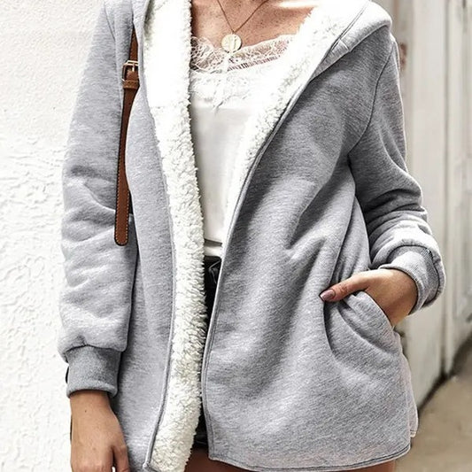 Women's Hooded Fleece Jacket Coat - Warm and Stylish Outerwear