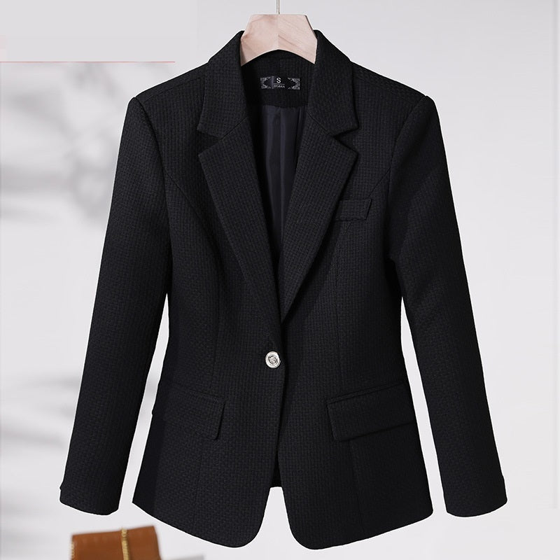 Women's Casual Solid-Colored Suit Jacket with Collar