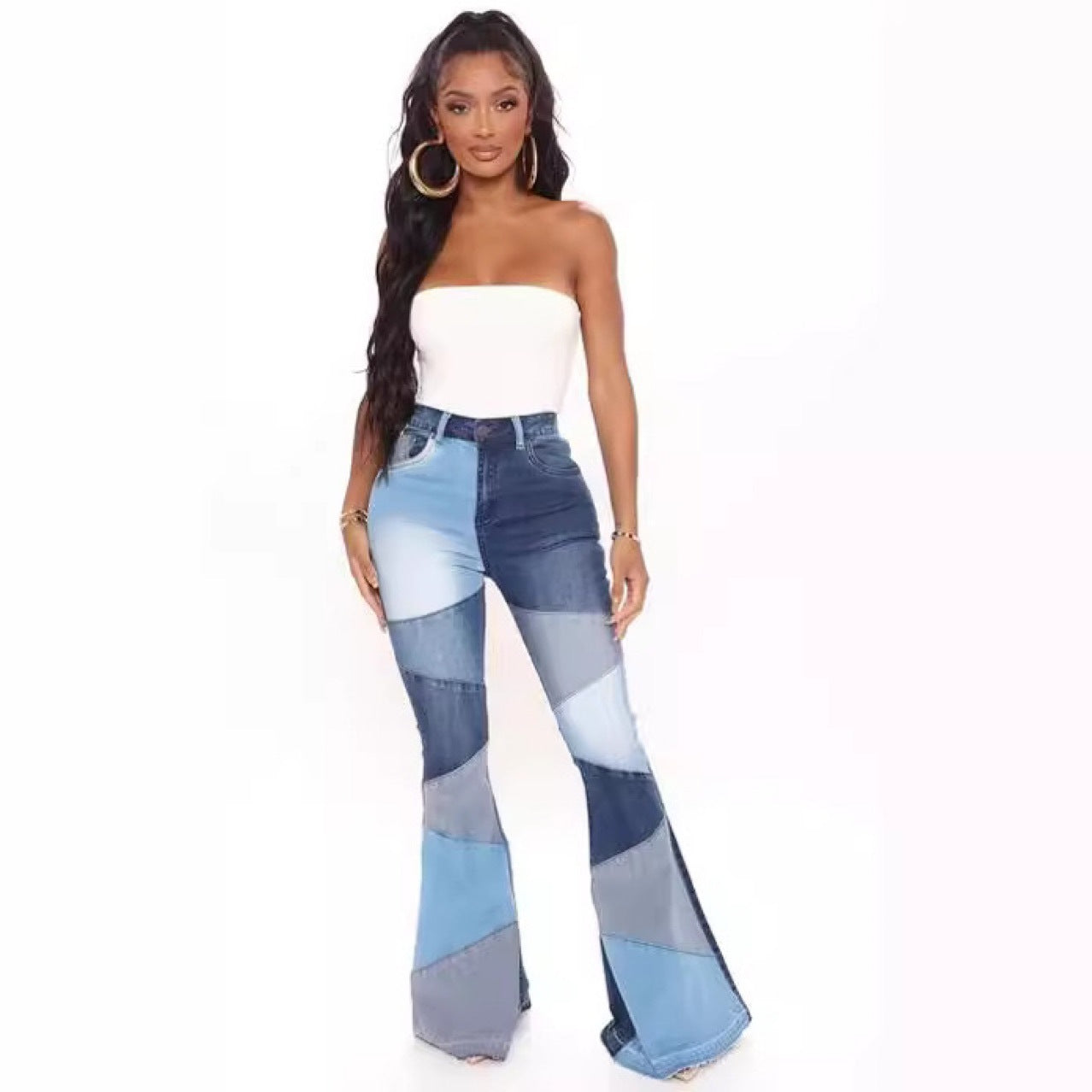 Women's Wide-leg Fashion Stitching Jeans