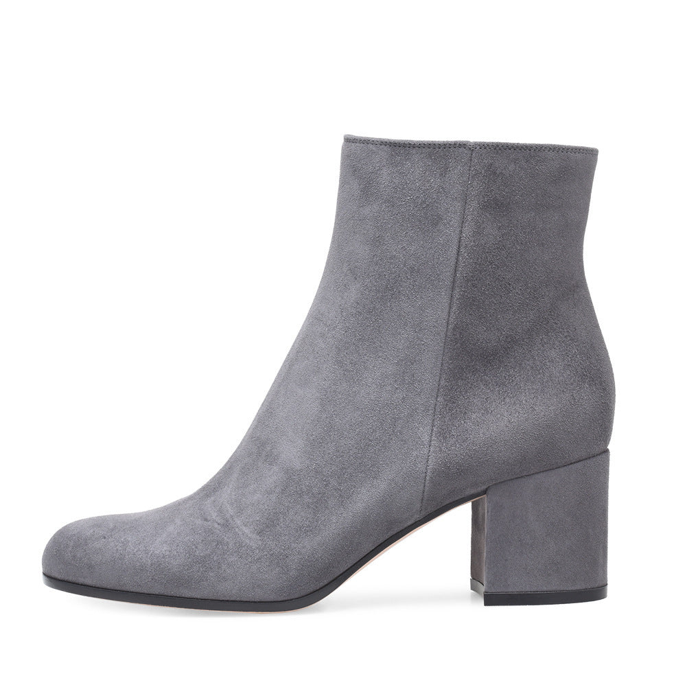 Women's Chunky Heel Mid-Calf Boots with Round Toe