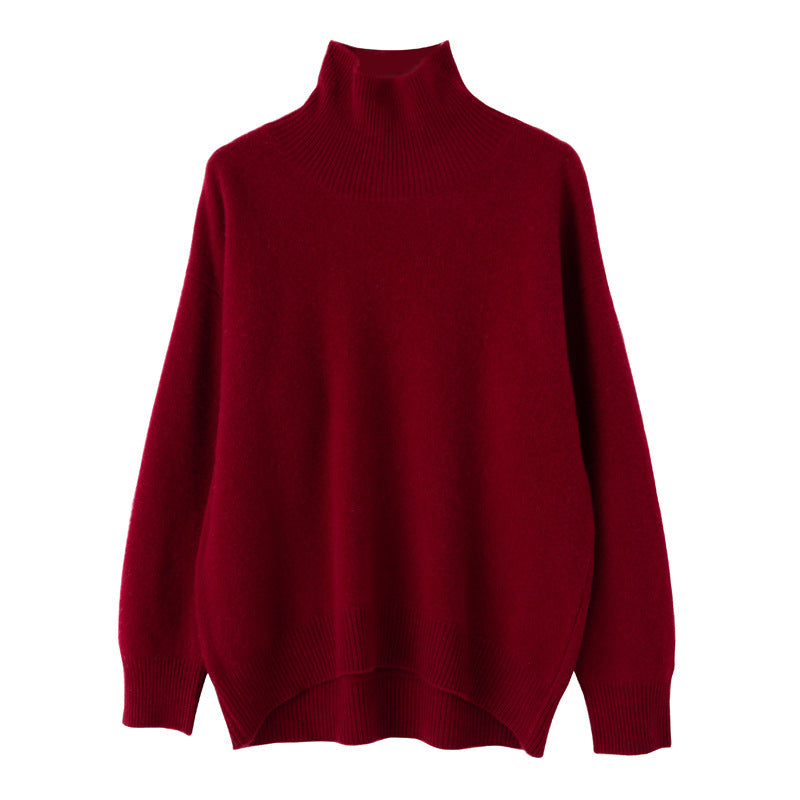 Women's High Lapel Loose-Fit Warm Woolen Sweater