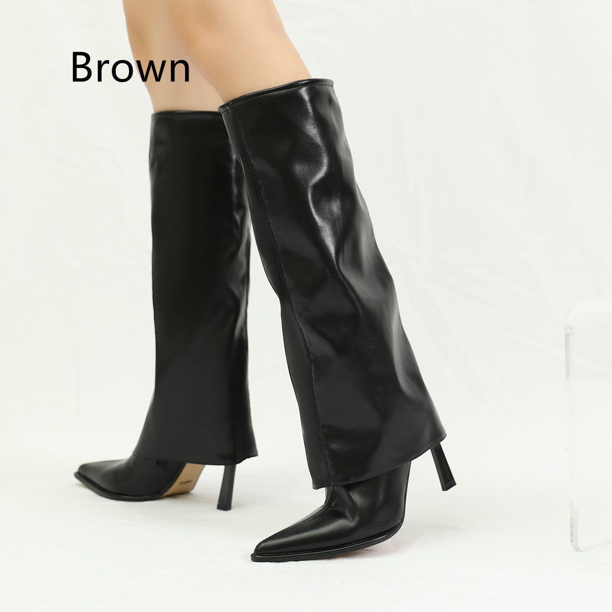 Fashionable Long British Style Stiletto Heel Boots, High Leg Design