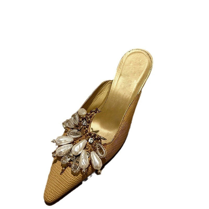 Women's Gold Closed-Toe Slippers