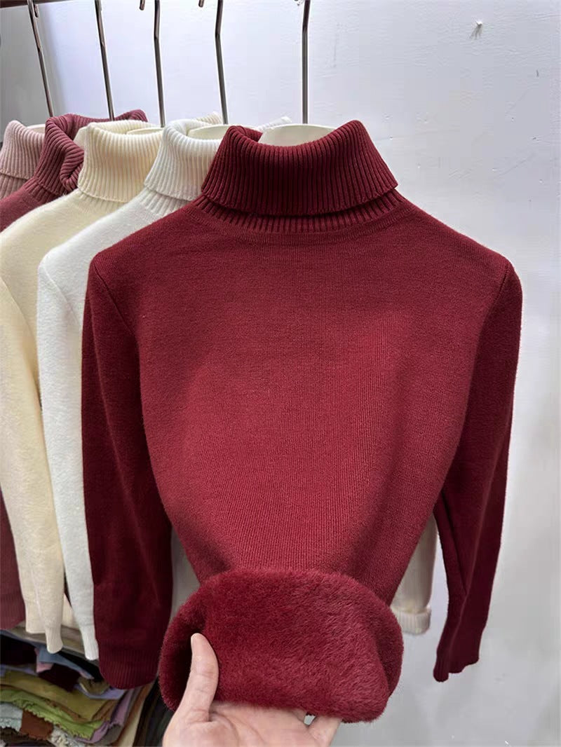 Fleece-Lined Thickened Turtleneck Sweater for Autumn and Winter – Slim Fit and Warm