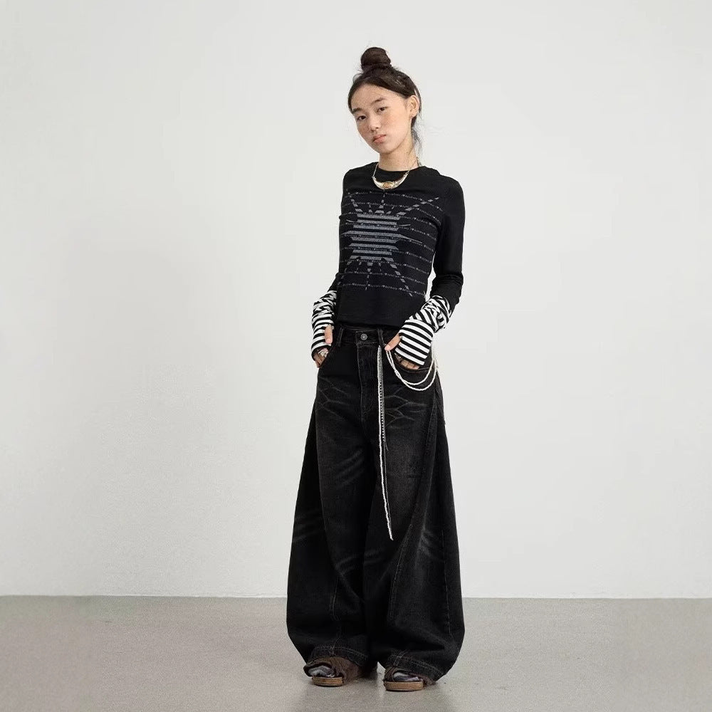 Loose Wide-leg Floor-dragging Culottes For Women