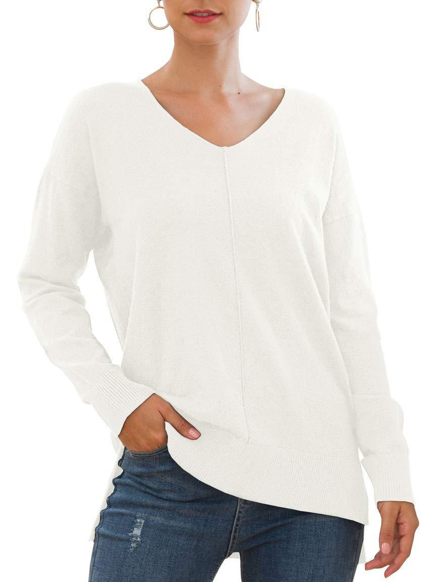 V-Neck Knitted Sweater with Batwing Sleeves