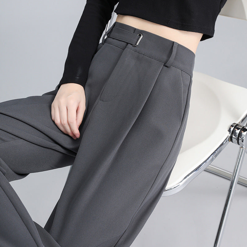 Spring and Autumn High-Waist Dropped Narrow Wide-Leg Pants