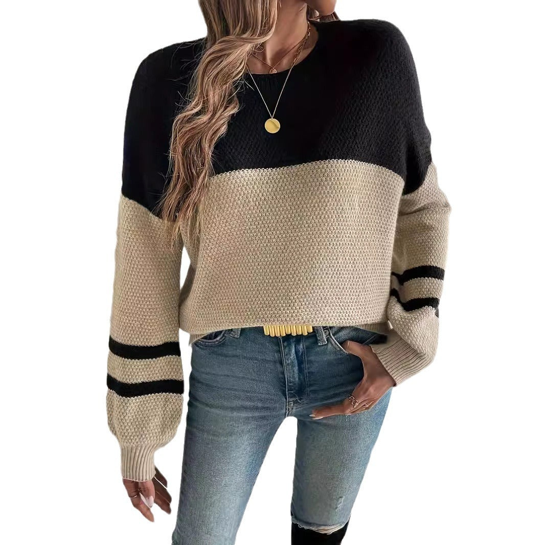 Women's Long Sleeve Round Neck Sweater, Casual and All-Match Style