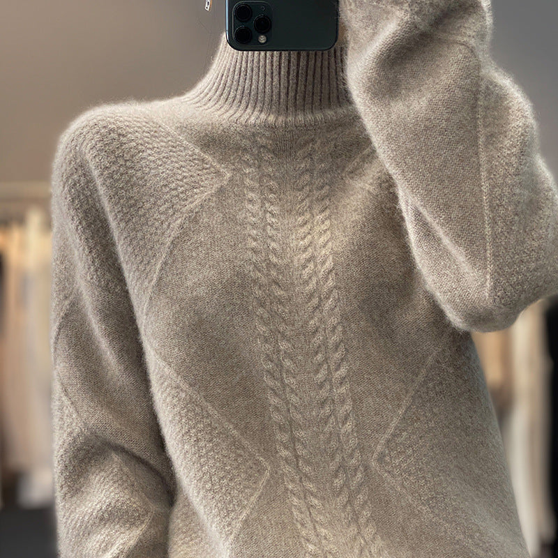 Thickened Half-High Collar Knitted Loose Pullover Soft & Cozy Sweater