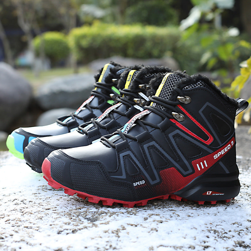 Winter Outdoors Snow Boots High-top Velvet Thermal Off-road Thickened Lightweight Mountaineering Men's Cotton Shoes