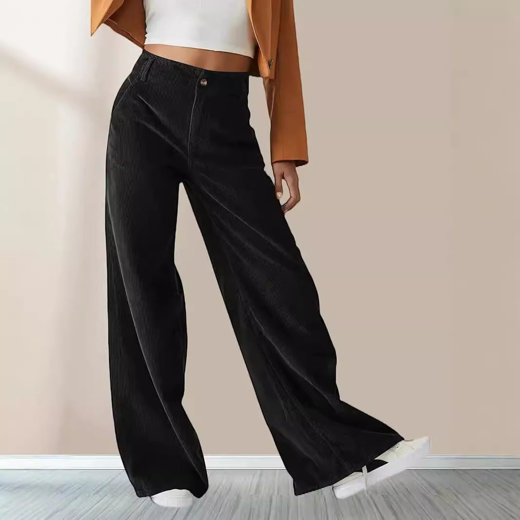 Women's High-Waist Dropped Casual Slimming Straight Pants