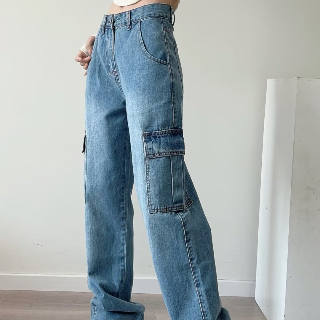 Women's Straight-Leg Jeans with Large Pockets