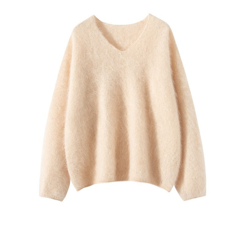 V-Neck Soft Knit Sweater - Autumn & Winter Loose Lazy Style