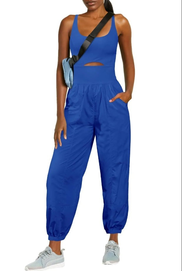 Women's Fashion Sports Yoga Jumpsuit – Hollow Cross Back, Comfortable Fit, and Outdoor Activewear