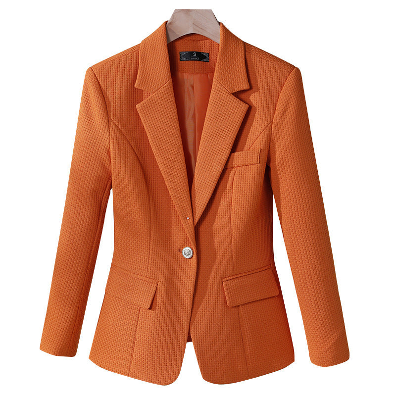 Women's Casual Solid-Colored Suit Jacket with Collar