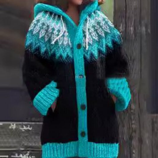 Retro Hooded Knitted Coat for a Lazy, Cozy Style