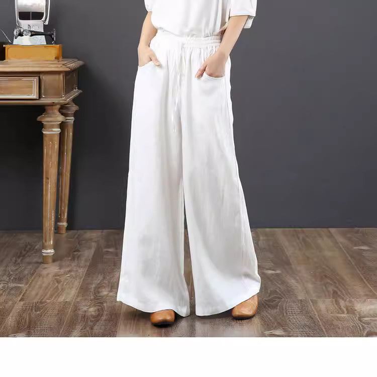 Linen Fabric Women's Casual Wide-Leg Yoga Pants