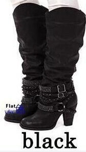 Plus Size Pleated Women's Boots with Thick High Heels