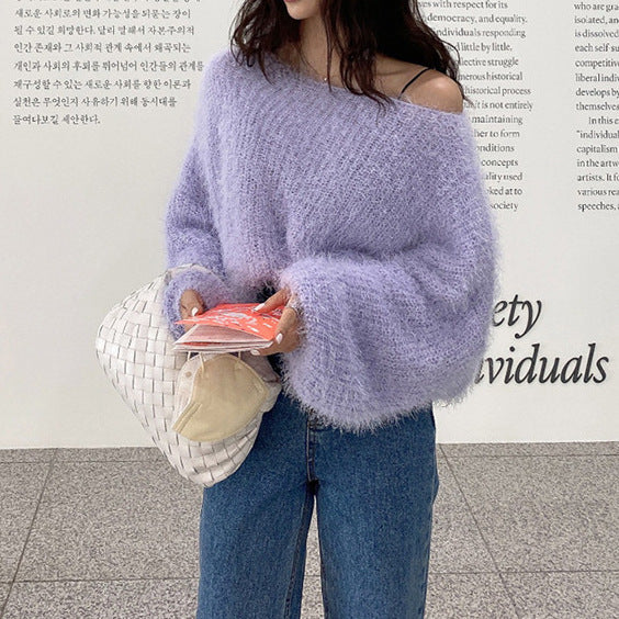 Women's Round Neck Pullover Sweater with Puff Sleeves – Youthful Knitwear Outerwear