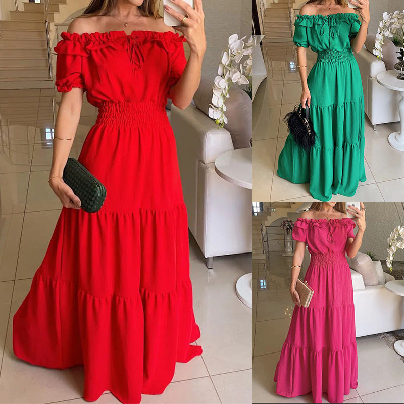 Women's Elastic Off-shoulder Long Dress