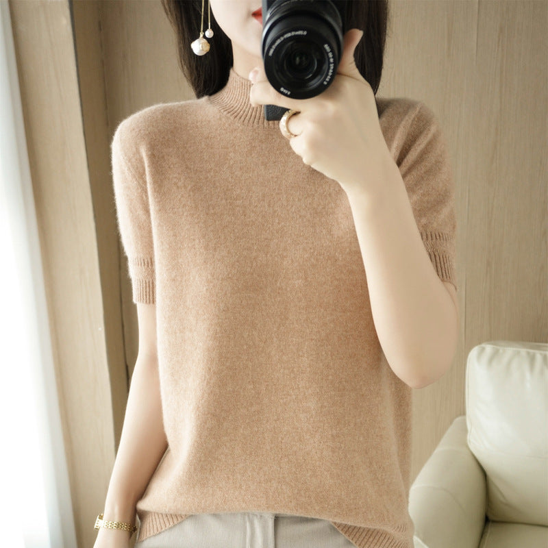 Women's Mock-Neck Mid-Length Sleeve Lightweight Sweater