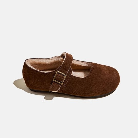 Suede Fleece-Lined Casual Flat Shoes, Grandma Style