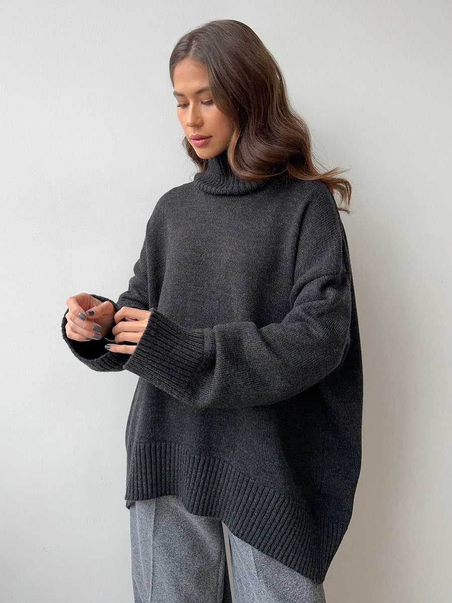 Autumn and Winter Solid Color Loose Turtleneck Sweater