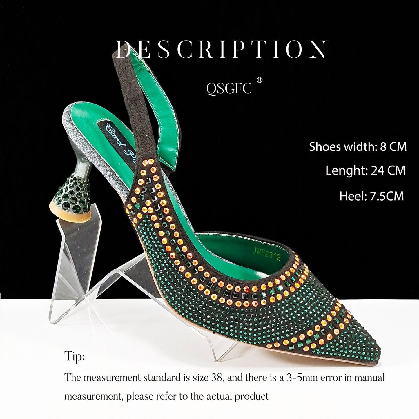 Fashionable Simple Pointed-Toe Striped High Heels with Hot Drilling Design – Low-Cut Style for Women