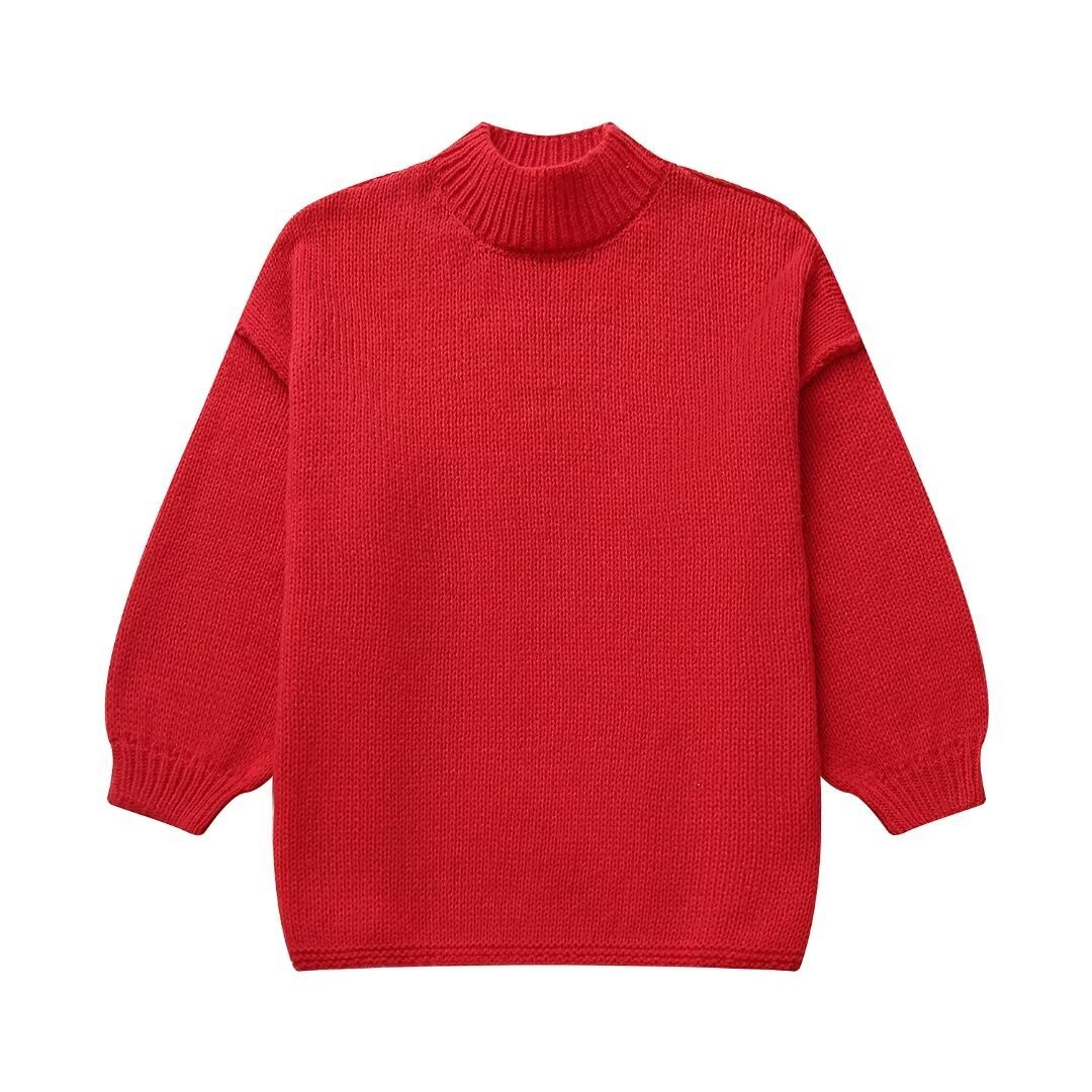 Casual All-Match Round Neck Long Sleeve Knitted Sweater for Women