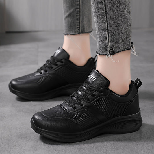 Women's Pure Black Sneakers for Autumn