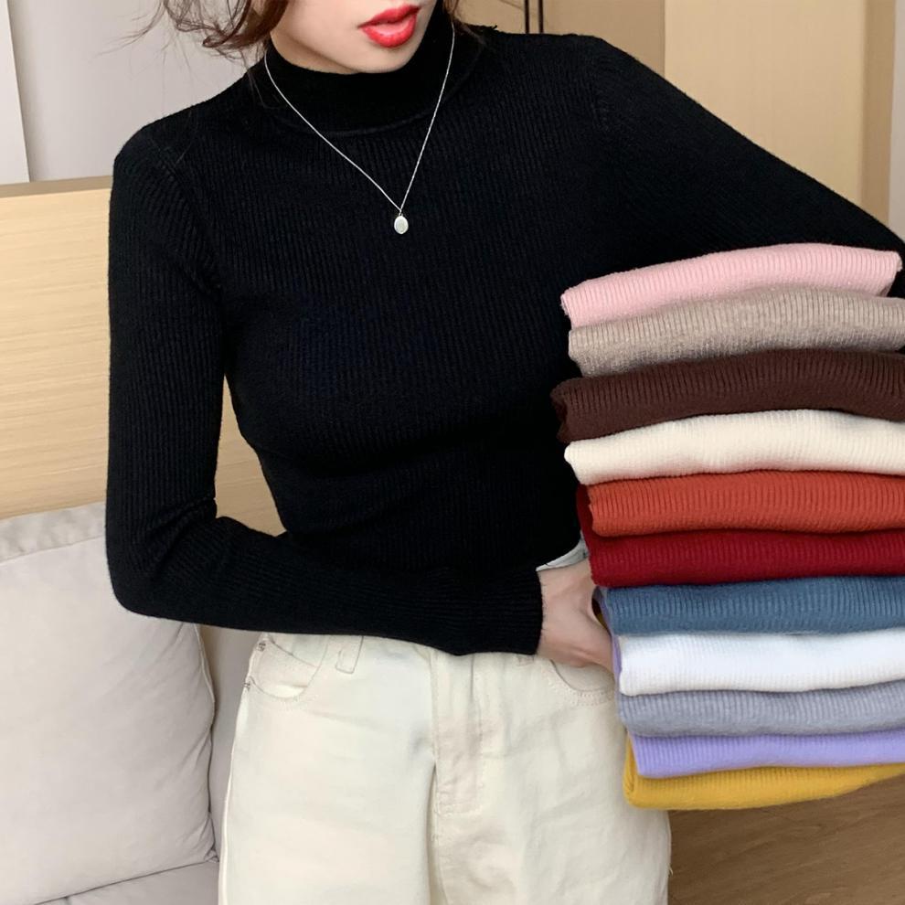 Women's Turtleneck Long-Sleeved Pullover Wool Base Shirt