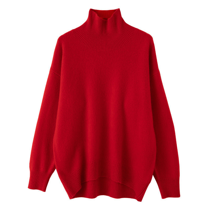 Women's High Lapel Loose-Fit Warm Woolen Sweater