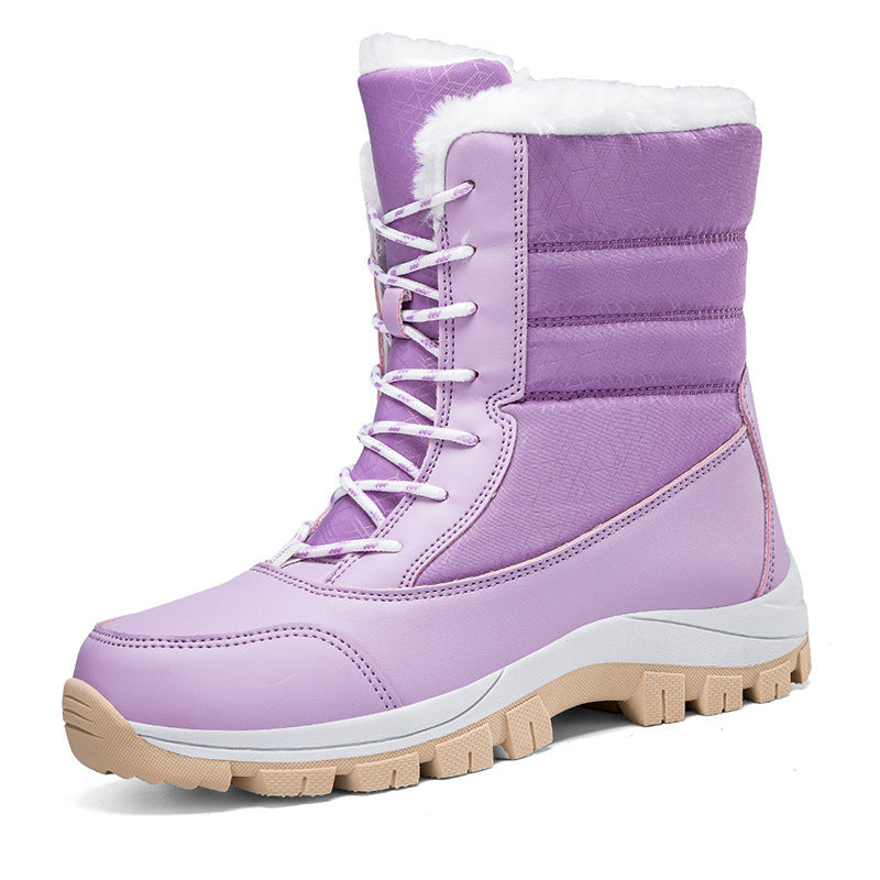 Velvet-Lined Warm Cotton Snow Boots - High Top Padded Winter Shoes