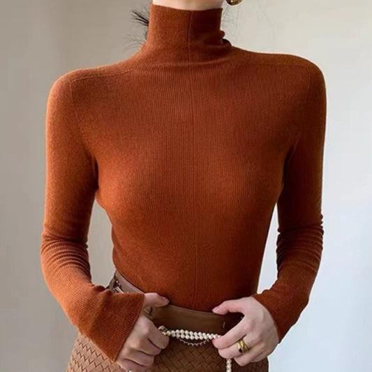 Women's Turtleneck Bottoming Shirt – Fur Lined Sweater Knitted Top