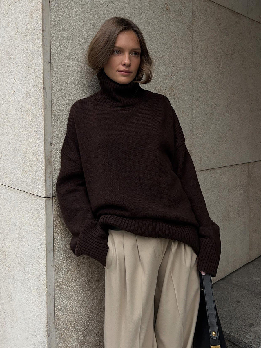 Autumn and Winter Solid Color Loose Turtleneck Sweater