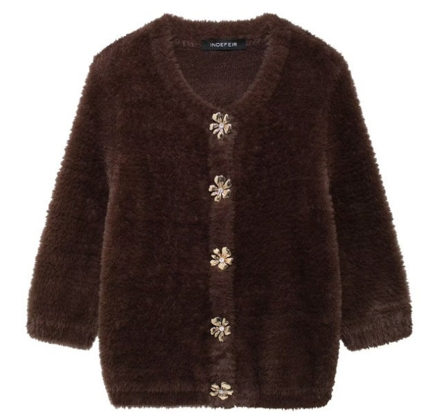 Women's Fashion Faux Fur Knit Sweater