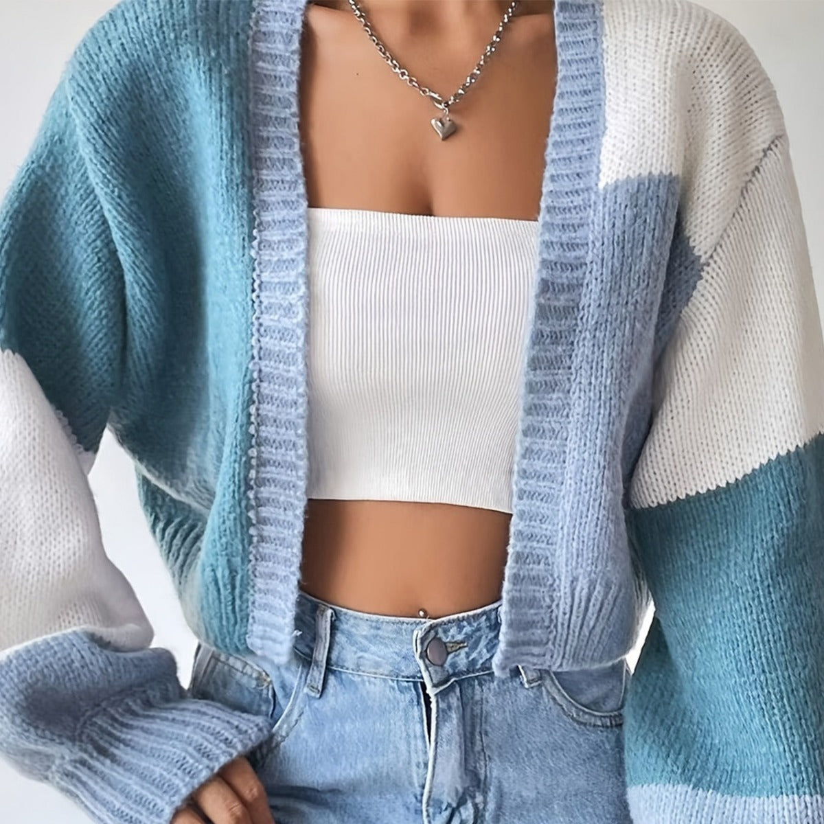 Striped Cardigan Sweater with Long Sleeves