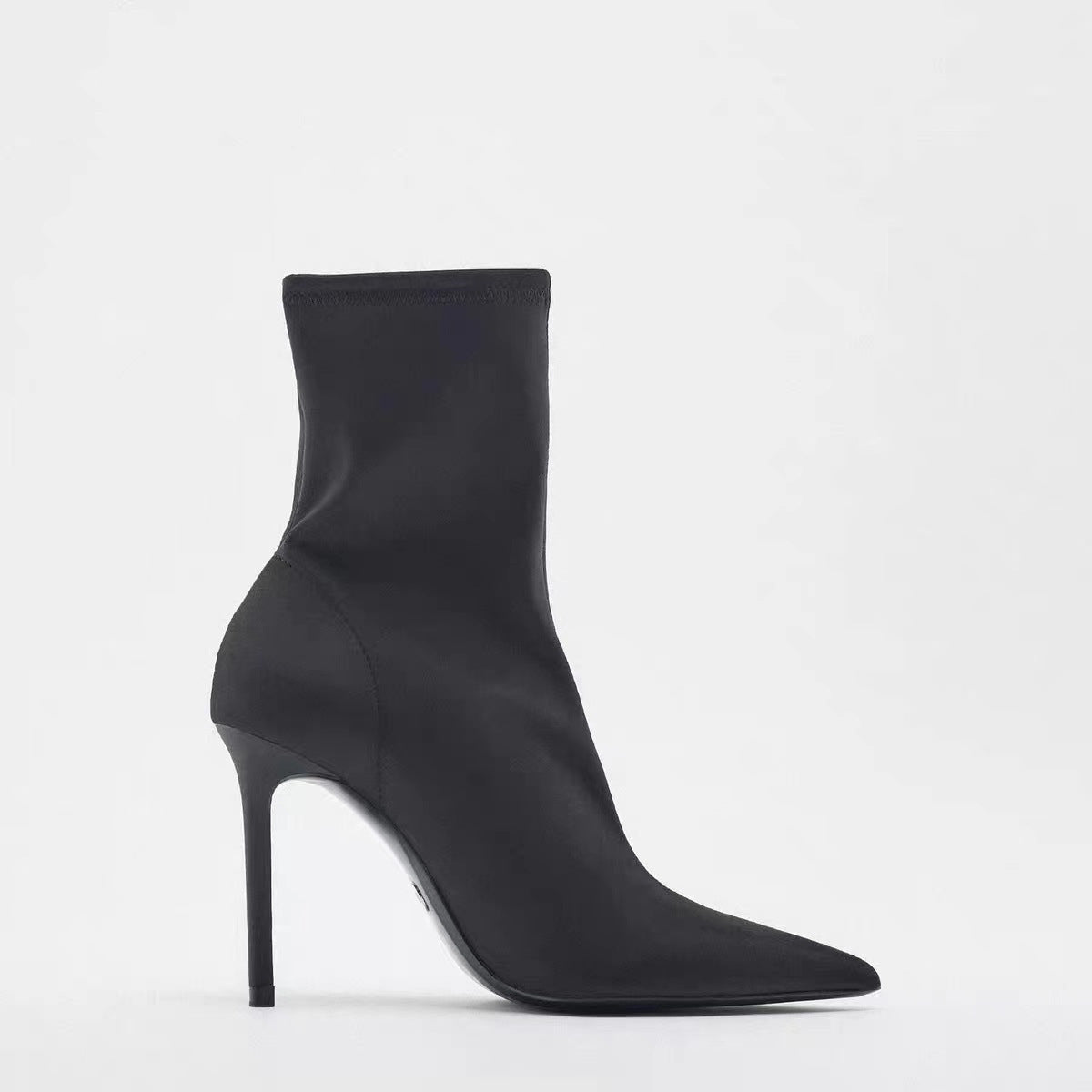 Women's Black High-Elastic Pointed-Toe Stiletto Heel Ankle Boots