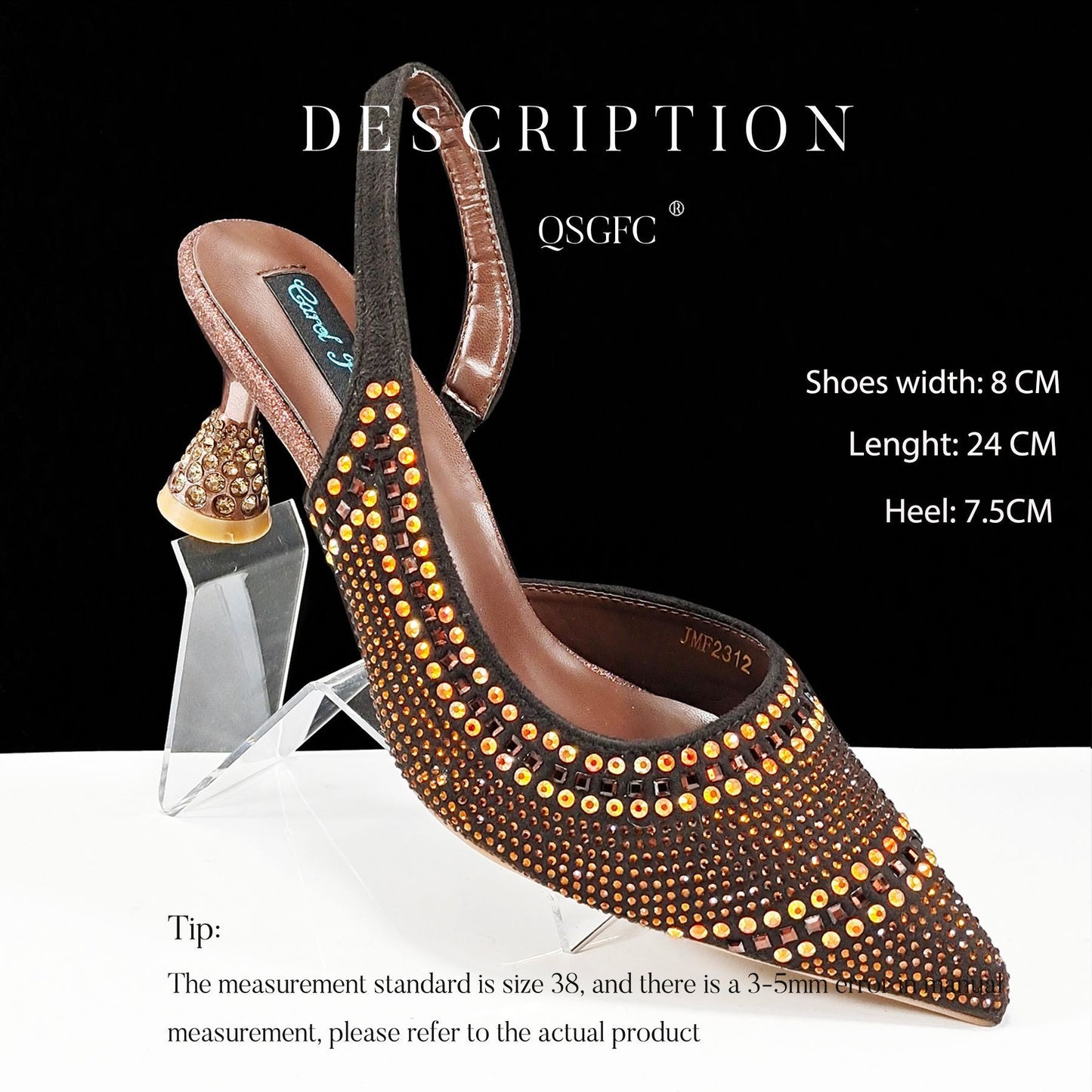 Fashionable Simple Pointed-Toe Striped High Heels with Hot Drilling Design – Low-Cut Style for Women