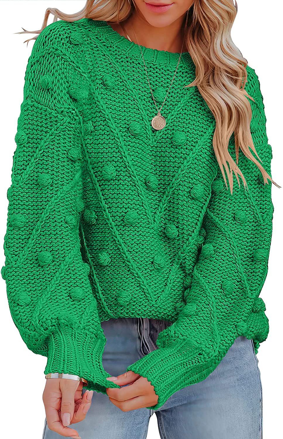 Loose-Fit Wool Ball Sweater with Long Sleeves