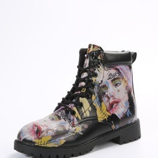 Women's Multi-Color Printed Fashion Martin Boots