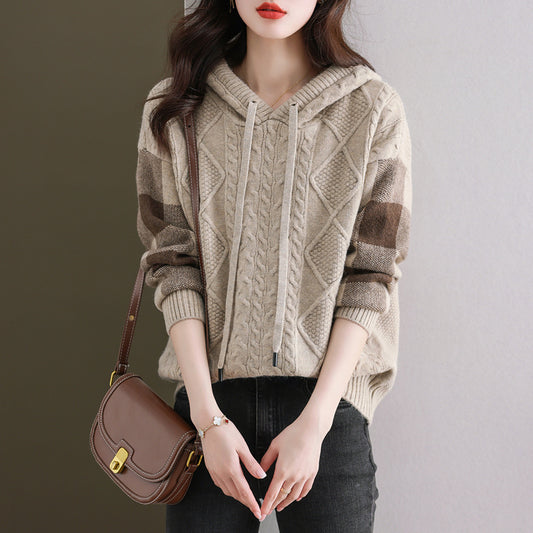 Women's Casual Loose-Fit Hooded Sweater with Long Sleeves