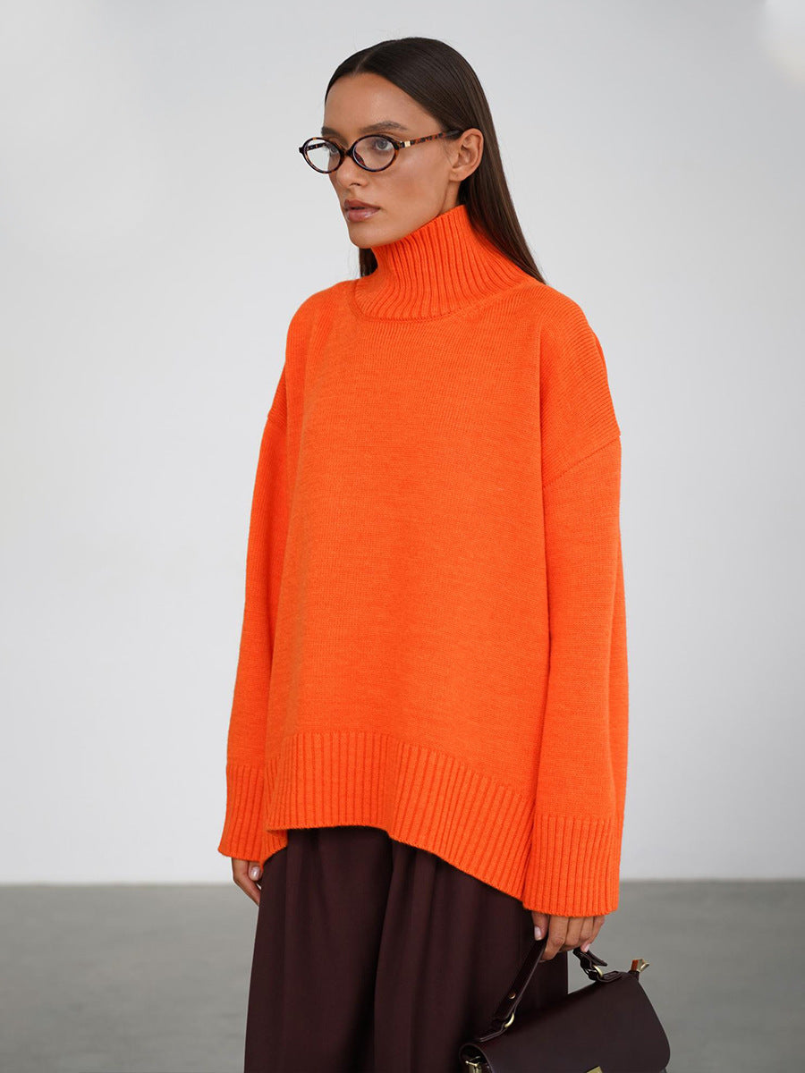 Autumn and Winter Solid Color Loose Turtleneck Sweater